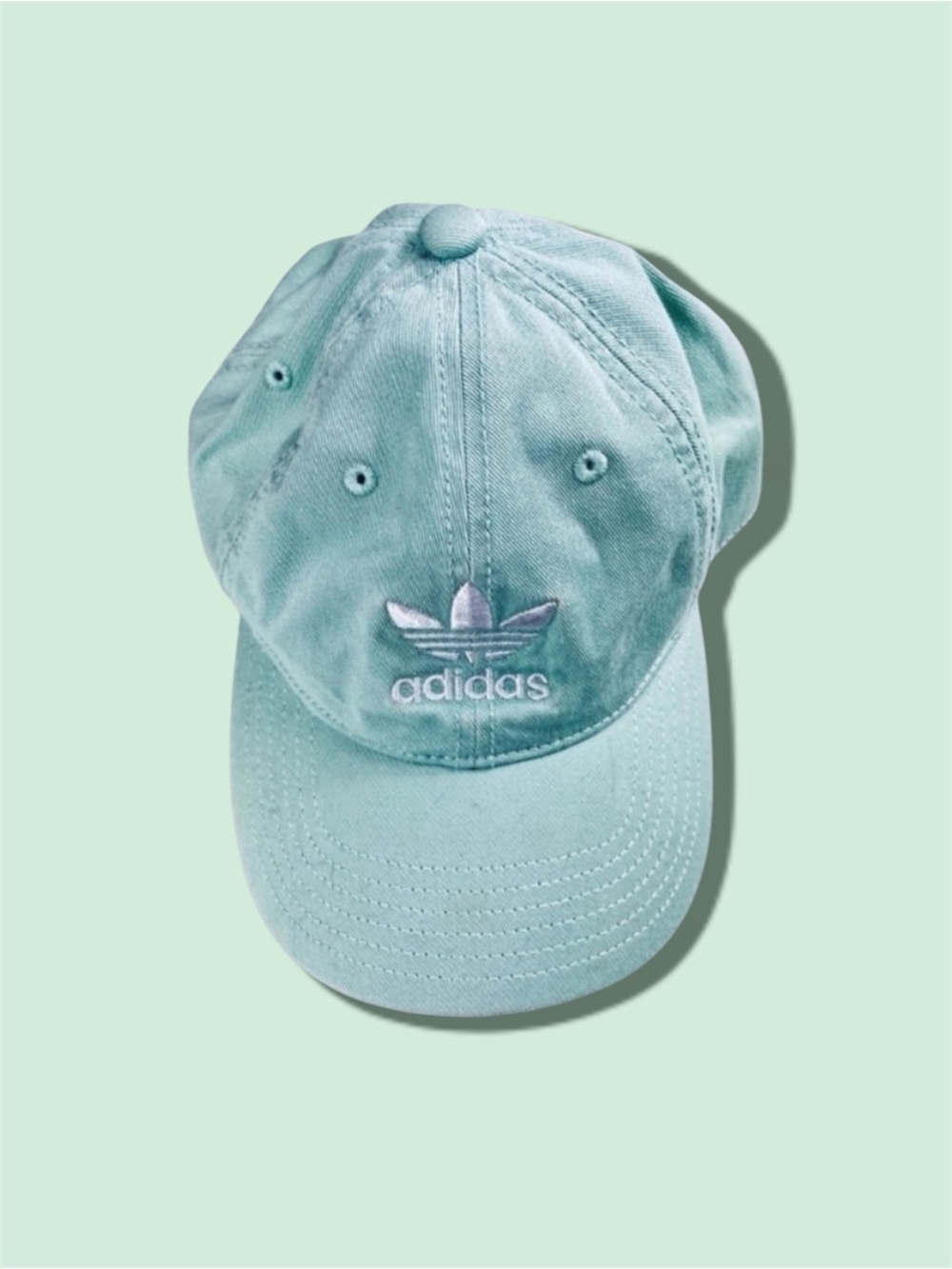 Adidas mint green white embroidered logo adjustable baseball hat one size